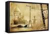 Memories About Paris.. Vintage Photoalbum Series-Maugli-l-Framed Stretched Canvas