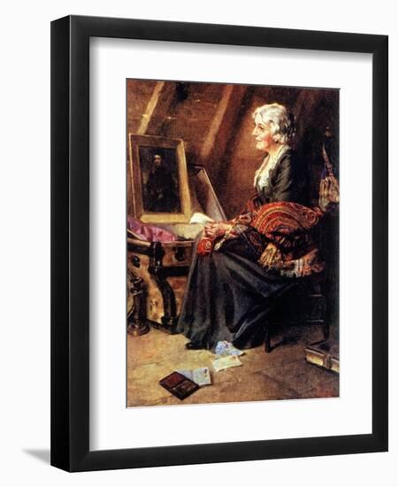Memories (or Woman Reading Love Letters in Attic)-Norman Rockwell-Framed Giclee Print