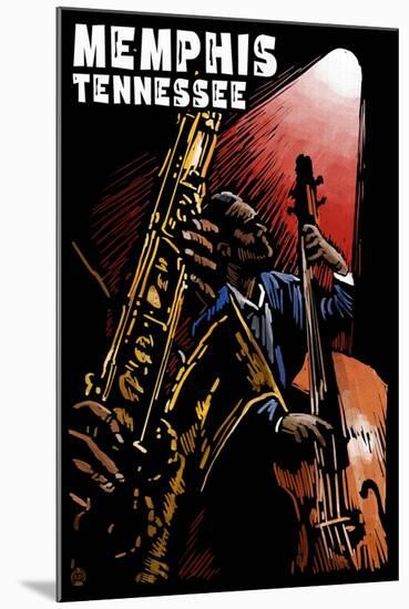 Memphis, Tennesse - Jazz Scene Scratchboard-Lantern Press-Mounted Art Print