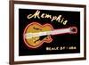 Memphis, Tennesse - Neon Guitar Sign-Lantern Press-Framed Premium Giclee Print