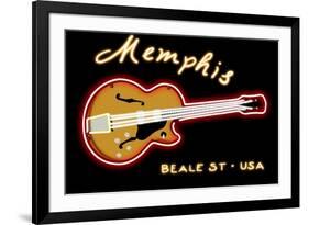 Memphis, Tennesse - Neon Guitar Sign-Lantern Press-Framed Premium Giclee Print