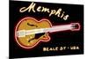 Memphis, Tennesse - Neon Guitar Sign-Lantern Press-Mounted Art Print