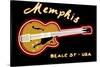 Memphis, Tennesse - Neon Guitar Sign-Lantern Press-Stretched Canvas
