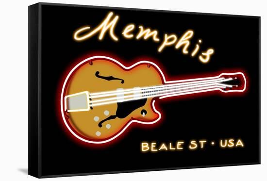 Memphis, Tennesse - Neon Guitar Sign-Lantern Press-Framed Stretched Canvas