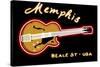 Memphis, Tennesse - Neon Guitar Sign-Lantern Press-Stretched Canvas