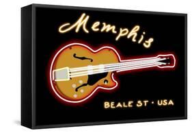 Memphis, Tennesse - Neon Guitar Sign-Lantern Press-Framed Stretched Canvas