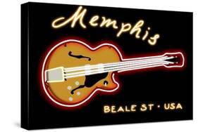 Memphis, Tennesse - Neon Guitar Sign-Lantern Press-Stretched Canvas