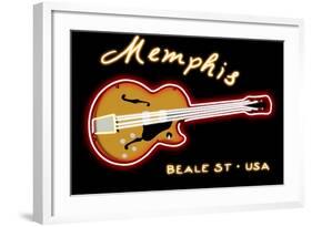 Memphis, Tennesse - Neon Guitar Sign-Lantern Press-Framed Art Print