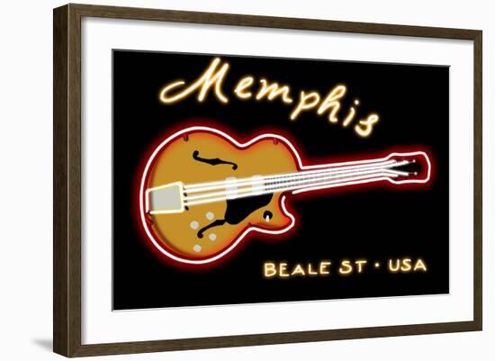 Memphis, Tennesse - Neon Guitar Sign-Lantern Press-Framed Art Print