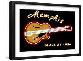 Memphis, Tennesse - Neon Guitar Sign-Lantern Press-Framed Art Print