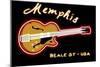 Memphis, Tennesse - Neon Guitar Sign-Lantern Press-Mounted Art Print