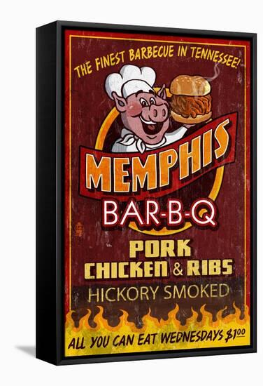 Memphis, Tennessee - Barbecue-Lantern Press-Framed Stretched Canvas