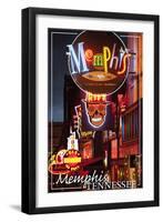 Memphis, Tennessee - Beale Street-Lantern Press-Framed Art Print