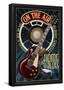 Memphis, Tennessee - Guitar and Microphone - Blue-null-Framed Poster