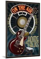 Memphis, Tennessee - Guitar and Microphone - Blue-null-Mounted Poster