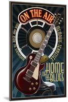Memphis, Tennessee - Guitar and Microphone - Blue-Lantern Press-Mounted Art Print