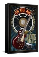 Memphis, Tennessee - Guitar and Microphone - Blue-Lantern Press-Framed Stretched Canvas