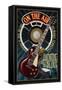 Memphis, Tennessee - Guitar and Microphone - Blue-Lantern Press-Framed Stretched Canvas