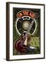 Memphis, Tennessee - Guitar and Microphone-Lantern Press-Framed Art Print