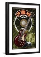 Memphis, Tennessee - Guitar and Microphone-Lantern Press-Framed Art Print