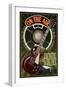 Memphis, Tennessee - Guitar and Microphone-Lantern Press-Framed Art Print