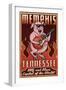 Memphis, Tennessee - Guitar Pig-Lantern Press-Framed Premium Giclee Print