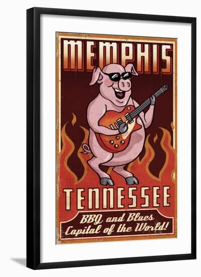 Memphis, Tennessee - Guitar Pig-Lantern Press-Framed Art Print