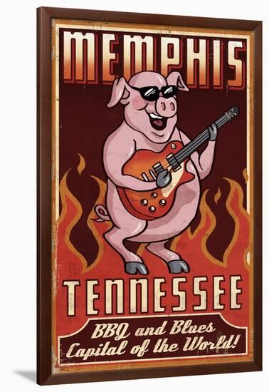 Memphis, Tennessee - Guitar Pig-Lantern Press-Framed Art Print