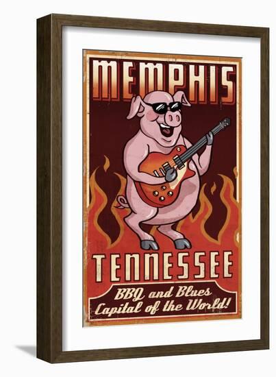 Memphis, Tennessee - Guitar Pig-Lantern Press-Framed Art Print