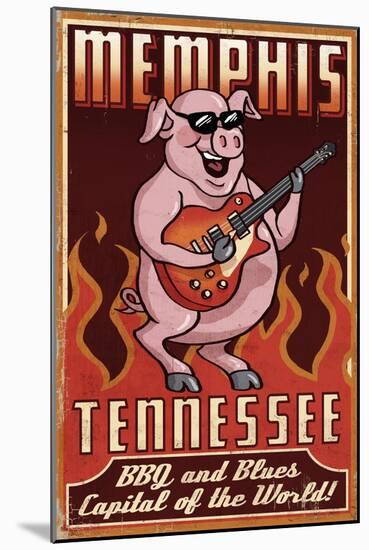 Memphis, Tennessee - Guitar Pig-Lantern Press-Mounted Art Print