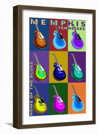 Memphis, Tennessee - Guitar Pop Art-Lantern Press-Framed Art Print