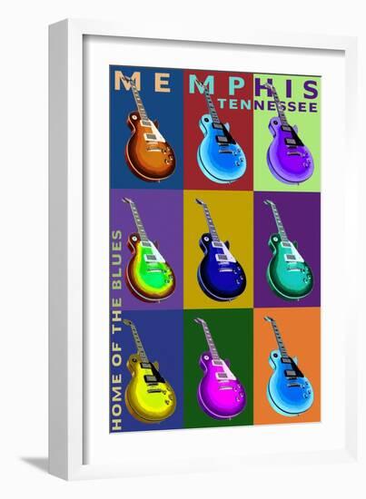 Memphis, Tennessee - Guitar Pop Art-Lantern Press-Framed Art Print