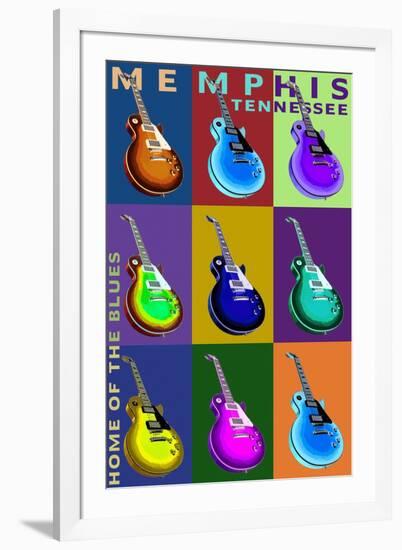 Memphis, Tennessee - Guitar Pop Art-Lantern Press-Framed Art Print