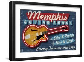 Memphis, Tennessee - Guitar Shack-Lantern Press-Framed Art Print