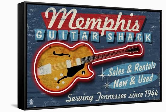 Memphis, Tennessee - Guitar Shack-Lantern Press-Framed Stretched Canvas