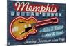 Memphis, Tennessee - Guitar Shack-Lantern Press-Mounted Art Print