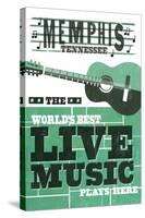 Memphis, Tennessee - Horizontal Guitar - Teal Screenprint-Lantern Press-Stretched Canvas