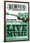 Memphis, Tennessee - Horizontal Guitar - Teal Screenprint-Lantern Press-Framed Art Print