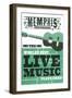 Memphis, Tennessee - Horizontal Guitar - Teal Screenprint-Lantern Press-Framed Art Print