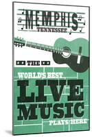 Memphis, Tennessee - Horizontal Guitar - Teal Screenprint-Lantern Press-Mounted Art Print