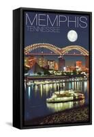 Memphis, Tennessee - Memphis Skyline at Night-Lantern Press-Framed Stretched Canvas