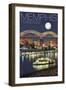 Memphis, Tennessee - Memphis Skyline at Night-Lantern Press-Framed Art Print