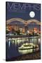 Memphis, Tennessee - Memphis Skyline at Night-Lantern Press-Stretched Canvas