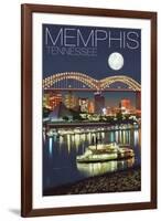 Memphis, Tennessee - Memphis Skyline at Night-Lantern Press-Framed Art Print