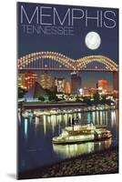 Memphis, Tennessee - Memphis Skyline at Night-Lantern Press-Mounted Art Print
