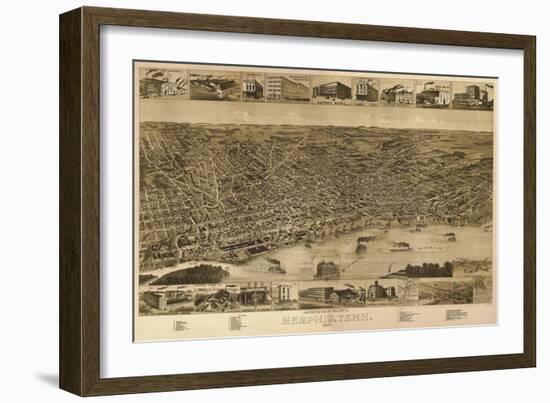 Memphis, Tennessee - Panoramic Map-Lantern Press-Framed Art Print