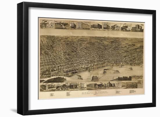 Memphis, Tennessee - Panoramic Map-Lantern Press-Framed Art Print