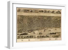 Memphis, Tennessee - Panoramic Map-Lantern Press-Framed Art Print