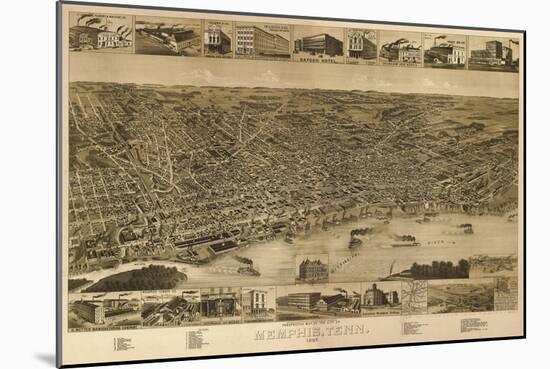 Memphis, Tennessee - Panoramic Map-Lantern Press-Mounted Art Print