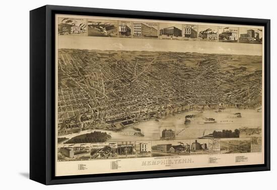 Memphis, Tennessee - Panoramic Map-Lantern Press-Framed Stretched Canvas